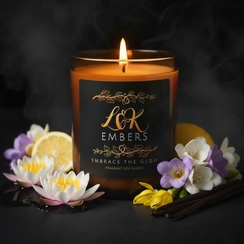 Lotus Flower soy candle by L&K Embers