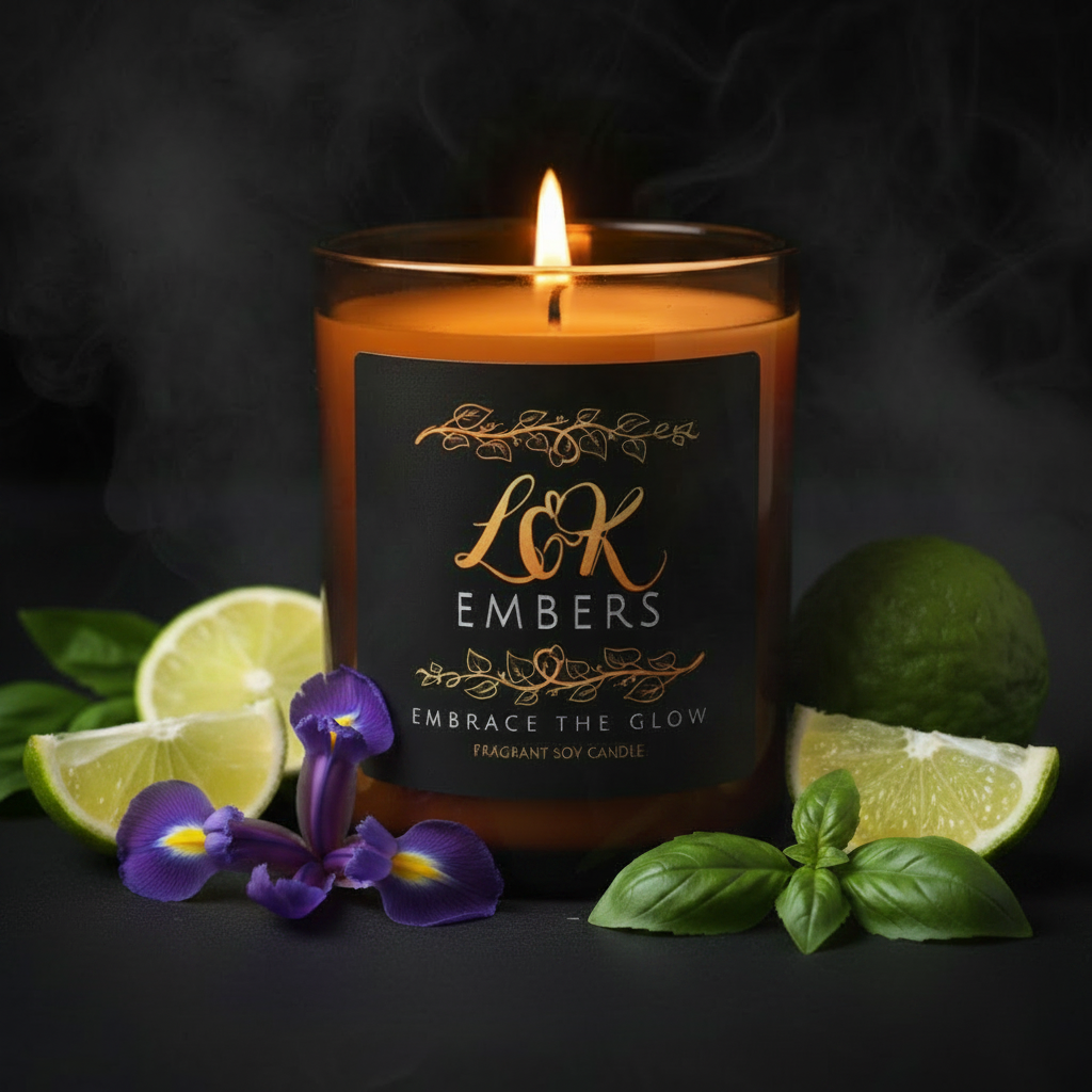 Lime Basil & Mandarin soy candle by L&K Embers