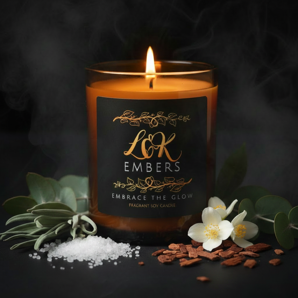 Blue Sage & Sea Salt soy candle by L&K Embers