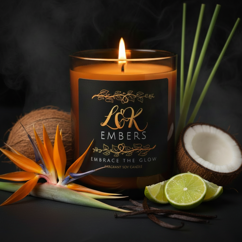 Birds of Paradise soy candle by L&K Embers