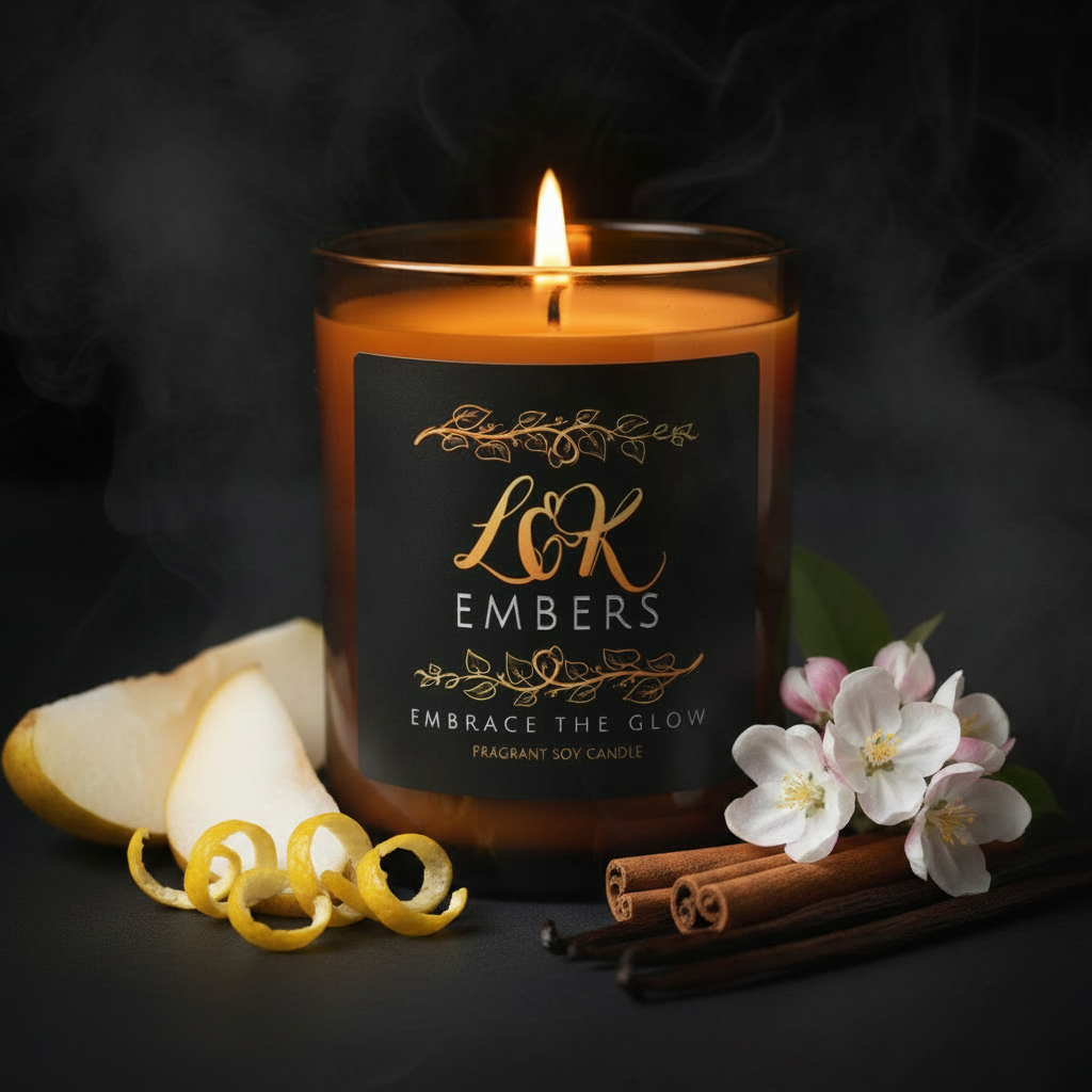 French Pear soy candle by L&K Embers