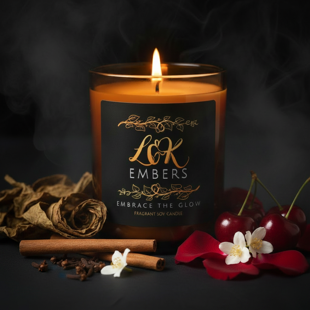 Tobacco & Tonka soy candle by L&K Embers